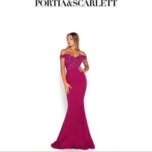 PORTIA AND SCARLETT SIENNA GOWN CREPE IN FUSCHIA